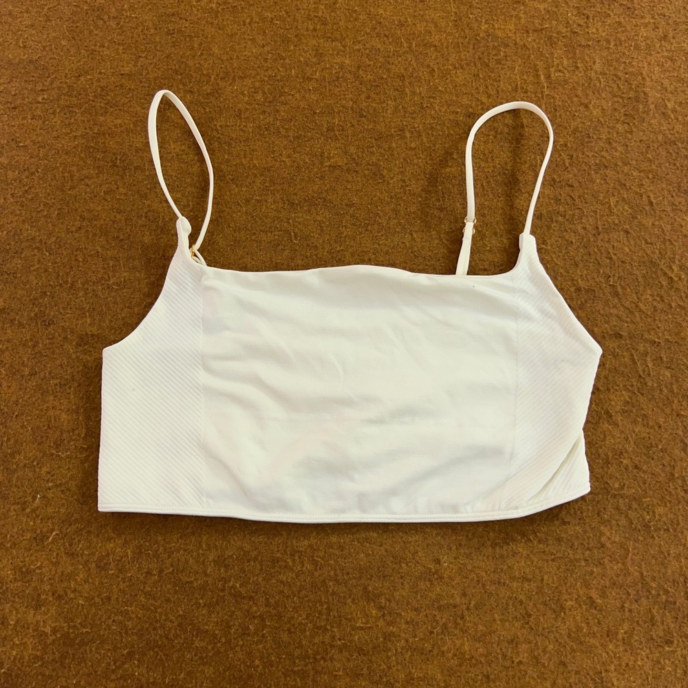 LyreBird Womens L/XL White Ribbed Trim Bralette Cami Crop Top New